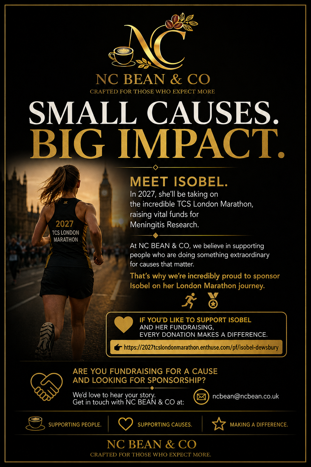 Small Causes. Big Impact: NC BEAN & CO Sponsors Isobel’s 2027 London Marathon Journey